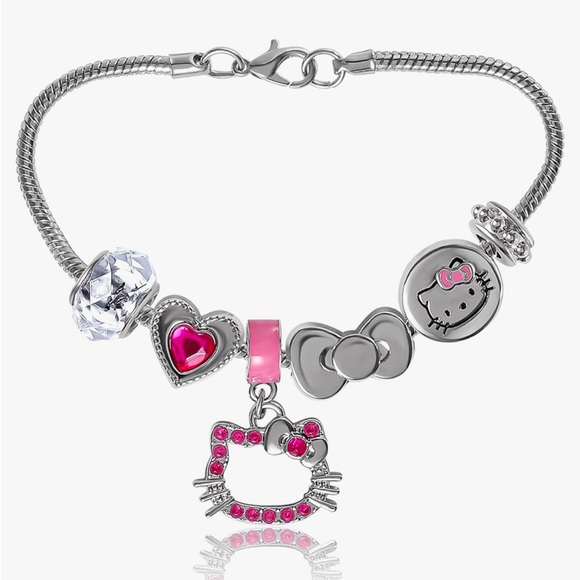 New! Hello kitty silver charm bracelet Pandora style bracelet - Picture 1 of 2